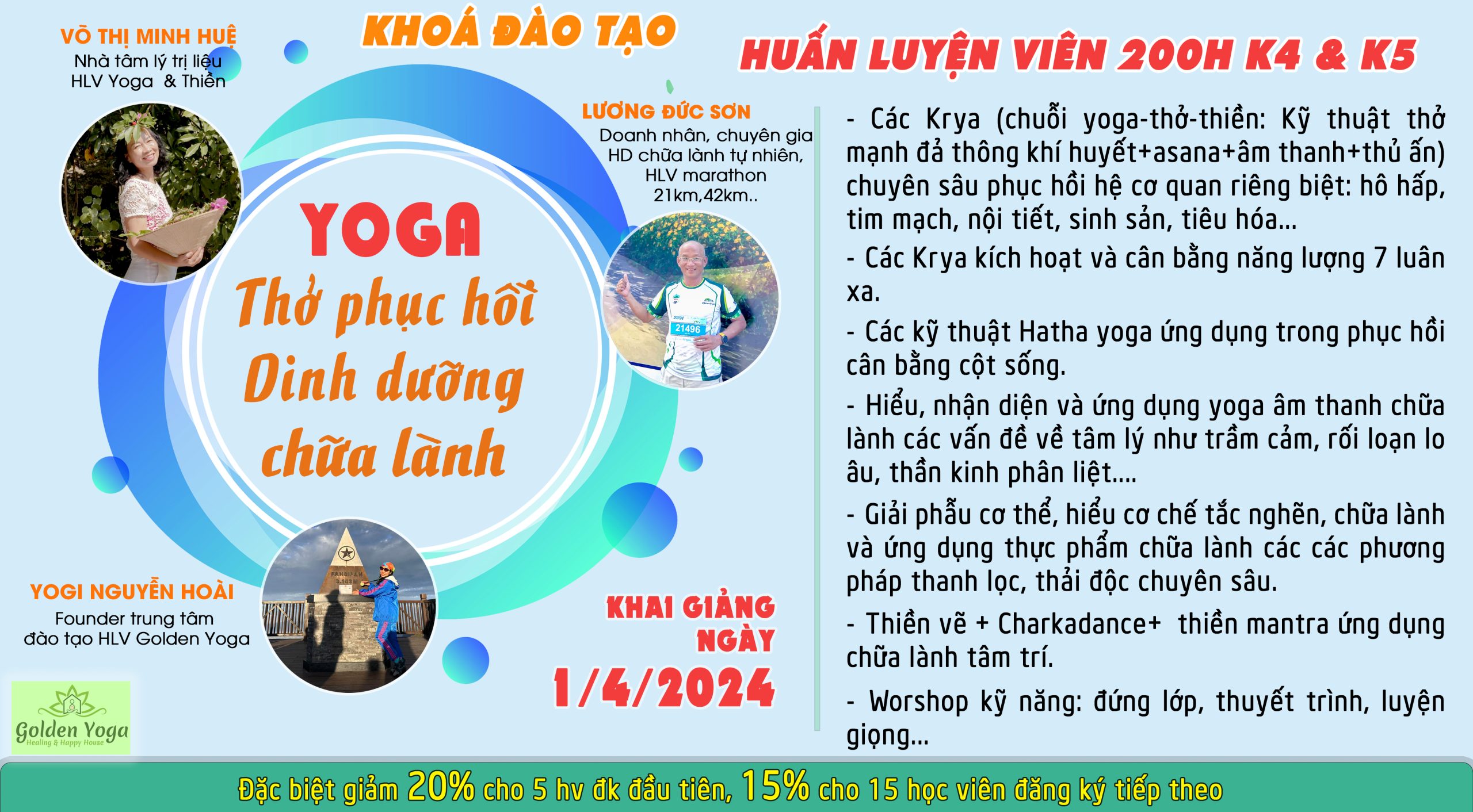KHÓA ĐÀO TẠO HUẤN LUYỆN VIÊN 200H YOGA THỞ PHỤC HỒI DINH DƯỠNG CHỮA LÀNH